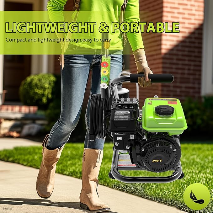 Commercial 3500PSI 2.4GPM 79.7CC Gas Pressure Washer, 2.5 HP Professional Gas Power Washer with 5 Nozzles 25FT Hose Foam Bottle for Car Fence Driveway Yard (EPA/CARB/ETL Compliant), Green