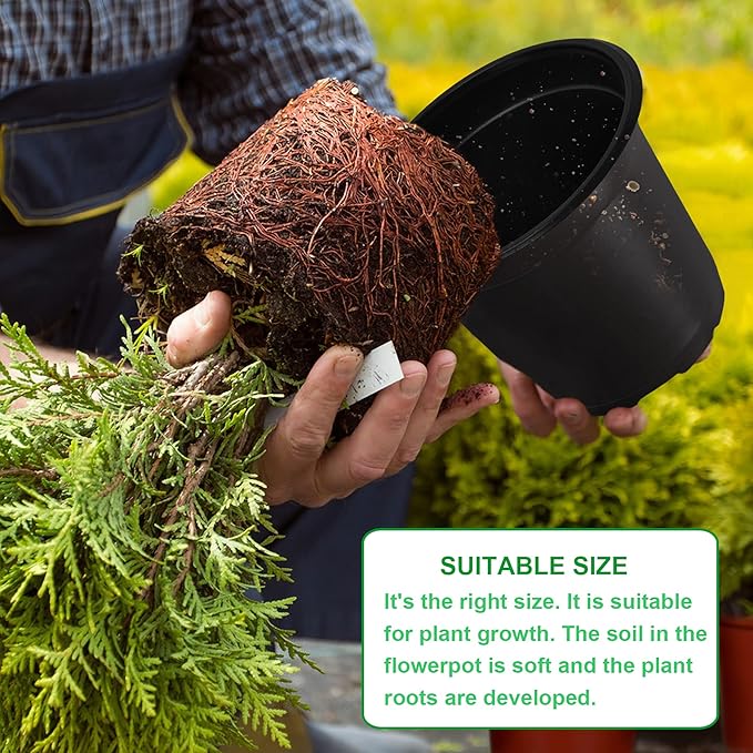 Augshy Nursery Pots, 110 Pcs Black Plastic Plant Pots 4 Inches Seed Starting Pots Containers with 110 Labels