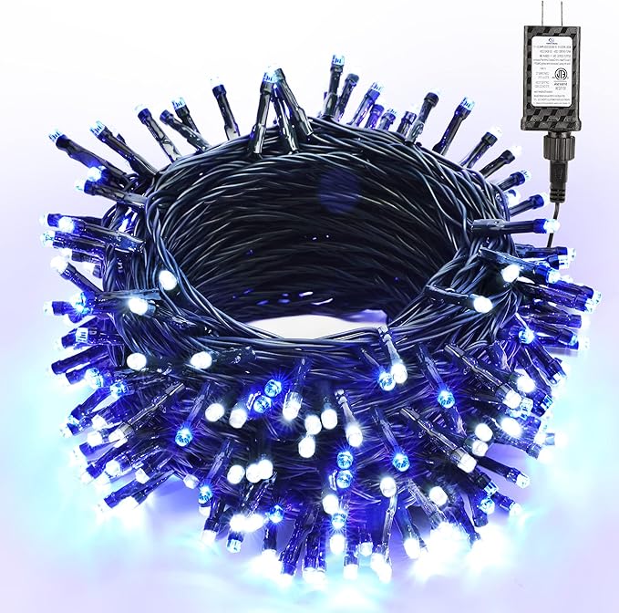 Brizled Blue & White Christmas Lights, 78.74ft 240 LED Christmas Lights, Connectable 8 Modes Xmas Tree Light, Outdoor Light String Waterproof with Memory Timer for Xmas Indoor Decor