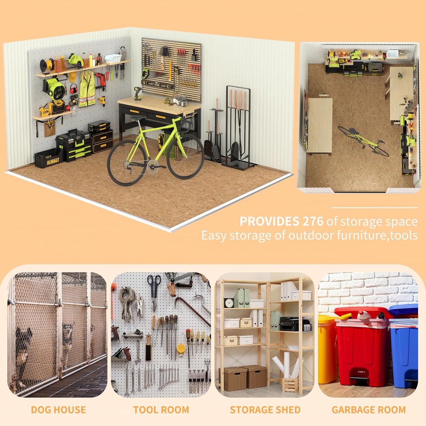 10x12 FT Outdoor Storage Shed,Metal Tool Sheds,Waterproof Outside Storage Shed,Large Storage Building with Lockable Door