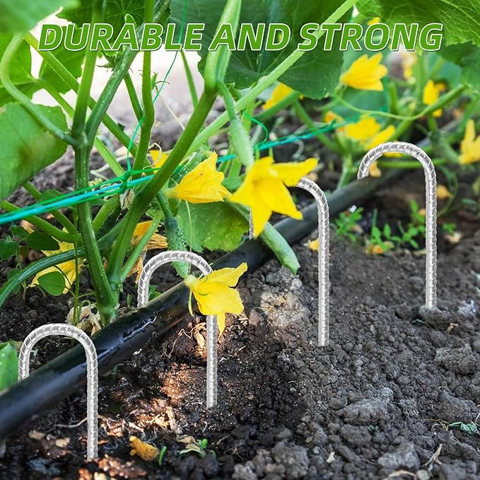 Rebar Stakes 12inx6mm Galvanized J Hook 8pcs – Heavy Duty Ground Tent Stakes for Fence,Bounce House,Outdoor Plants,Artificial Turf,Dog Coop,Metal Stakes for Christmas Decorations