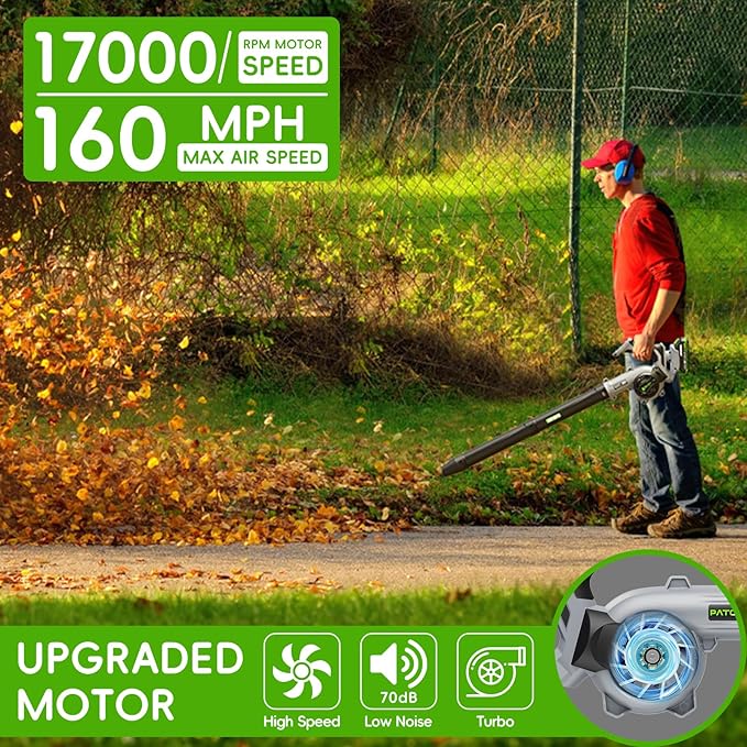 Leaf Blower Cordless-20V Lightweight Mini Leaf Blowers with 2x2.0Ah Battery and Charger,3 Blowing Nozzles & 3 Speed Modes,Battery Powered Leaf Blowers for Lawn Care,Patio,Yard,Dust