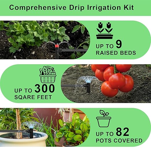 Drip Irrigation System Kit โ 2025 New Quick-Connect Garden Watering System with 46FT 1/2'' Tubing Automatic Watering & Misting System for Greenhouses,Yards,Lawns,Gardens, Raised Beds