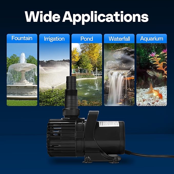 VIVOHOME 310W 5300GPH Submersible Water Pump with 180° Seamless Adjustable Nozzle and Barrier Bag for Koi Pond Waterfall Fountains Fish Tank