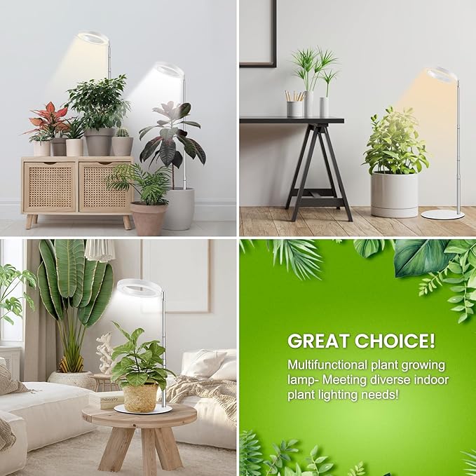 Grow Lights for Indoor Plants, 80 LEDs Full Spectrum Plant Lights for Indoor Growing with 2 Mounting Options, 6/12/16H Timer, 3 Spectrum Modes, 9.8"-37" Height Adjustable Grow Lamp, 2 Pack