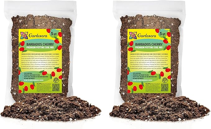 Gardenera Barbados Cherry Plant Potting Soil - All-Natural Blend for Thriving Cherry Plants - Boosts Root Health and Flavorful Harvests - 10 Quart