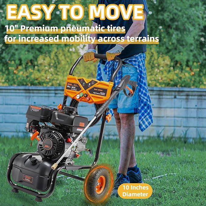 Gas Pressure Washer 3500PSI, 209CC 2.3GPM Gas Power Washers with 25FT Hose, 4 Quick-Connect Nozzles, Soap Tank, Axial Pump, Commercial High Pressure Washers Gas Powered for Car Driveway Wall