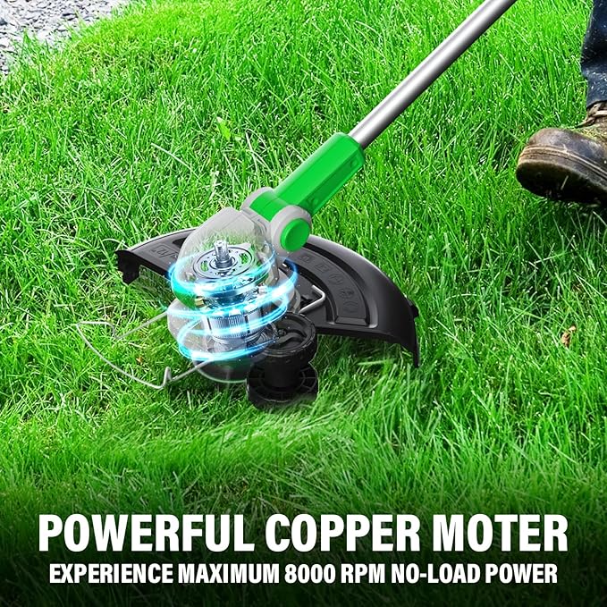 SOYUS Weed Wacker 12 Inch String Trimmer Cordless 20v Electric Weed Wacker, 2 Pcs 2.0Ah Battery Powered Weed Trimmer/Edger, Lightweight Grass Trimmer with 8 Pcs Replacement Spool Trimmer Lines