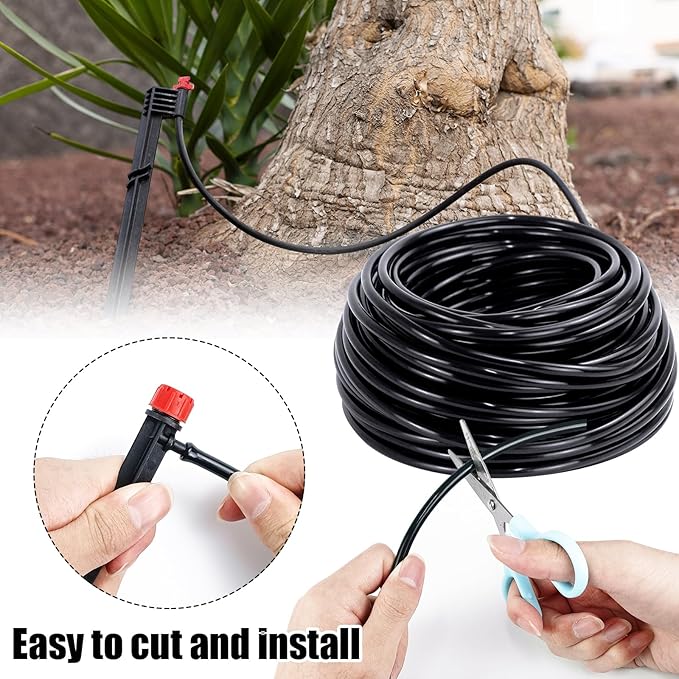 100ft 1/4 inch Blank Drip Irrigation Tubing,1/4 Irrigation Tubing Drip Irrigation Parts Drip Line Irrigation Hose for Drip Irrigation System, Garden Watering Tube Line for Garden Irrigation System