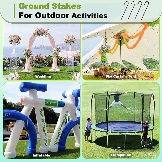 Kadrick 32-Pack Rebar Stakes 12 inch,J Hook Ground Stakes Anchors, Black Galvanized Fence Stakes,Heavy Duty 5/16'' Diameter