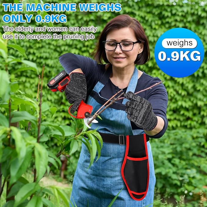 Electric Pruning Shears Cordless, Branch Cutter, Trimming Scissors Battery Power, 30mm (1.2 Inch) Cutting Diameter, SK5 Blade Tree Trimmer, 2 Rechargeable 2ah Lithium Batteries
