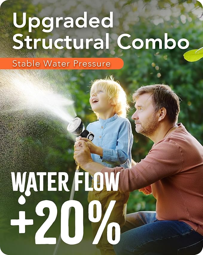 100 FT x 1/2" Retractable Garden Hose Reel by HOZEREEL, Decorative Outdoor Garden Hose Reels - Automatic Self Retract Wall Mount Hose Reel Enclosed Storage, Any Length Lock, 10 Pattern Nozzle-Grey