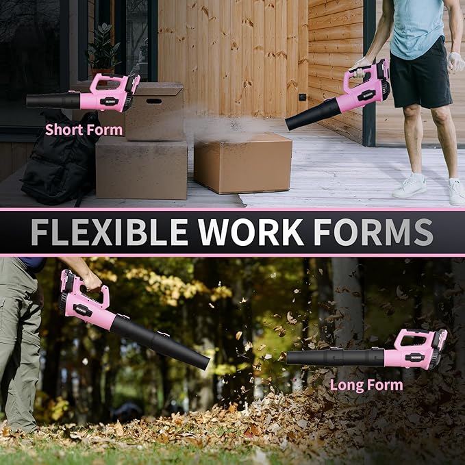 Leaf Blower, 21V Cordless Electric Blower with 2 2.0Ah Batteries and 1 Hour Fast Charger, Lightweight Leaf Blower for Patio Cleaning, Lawn Care, Blowing Fallen Leaves and Dust, etc.