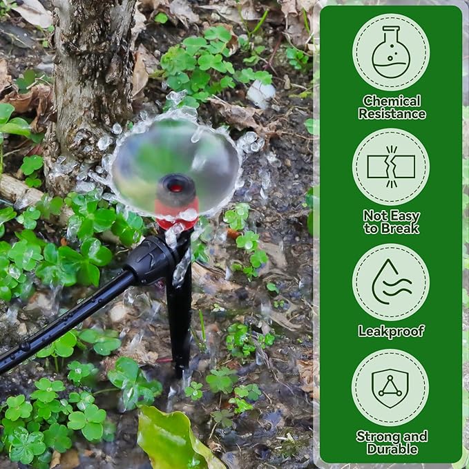 Kalolary 50PCS 1/4” Drip Irrigation Drippers with Lock, Drip Irrigation Emitters for 4/7mm Tube, Adjustable 360 Degree Vortex Water Flow Sprayer Micro Spray Drip System Parts for Lawn Yard Pot (Red)