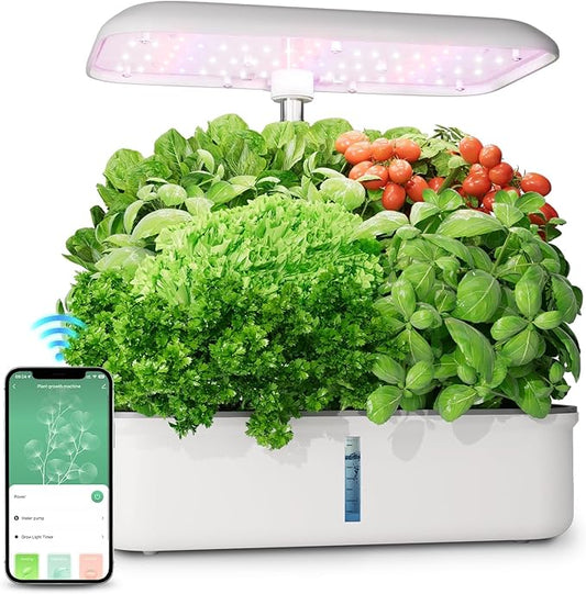 SPECILITE Hydroponics Growing System Kit, 14 Pods Smart Indoor Herb Garden with Grow Light, WiFi & App Control, Quiet Pump, 5L Water Tank, Automatic Timer Planter for Gardening Gifts, White