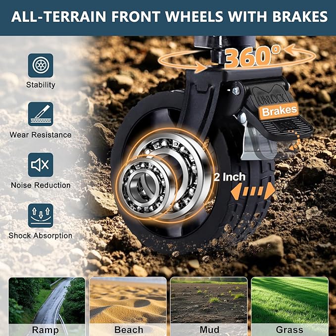 Favoyard Extra Large Collapsible Wagon Carts Foldable 220L & 360LBS Portable Folding Wagons with All-Terrain Wheels & Brakes Heavy Duty Outdoor Utility Carts for Grocery Camping Shopping Sports Garden