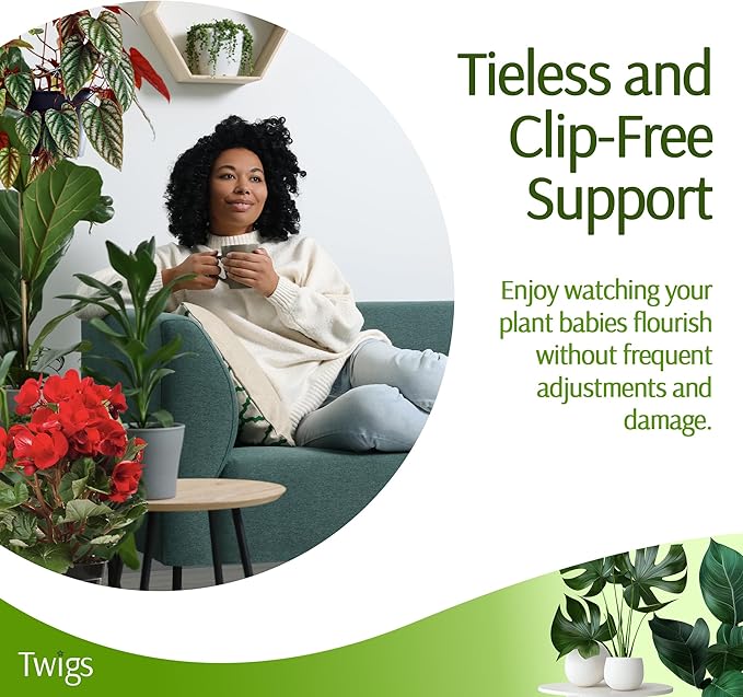 Stackable Plant Support Stakes, Stem Holder Structures for Indoor & Outdoor Use, Garden Accessories for Climbing & Potted Plants, Trellis Alternative - Begonia Red, 10 Pack, 17" L