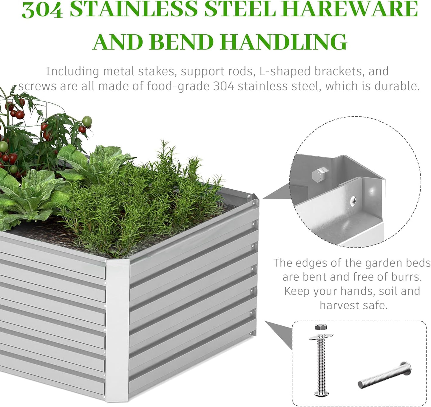 8x4x2 ft Outdoor Raised Garden Bed, Large Metal Planter Raised Beds, Planters for Outdoor Plants for Vegetables, Flowers, Herbs, Fruits, and Succulents.(4 Pcs)