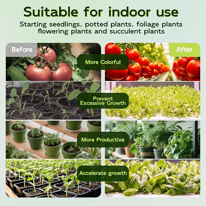 Hlite 16inch 2 Pack LED Grow Lights - Linkable Grow Lights for Indoor Plants, Full Spectrum Plant Lights Plug and Hanging Design with On/Off Switch Hanging Grow Light from seedling to Flowering, Black