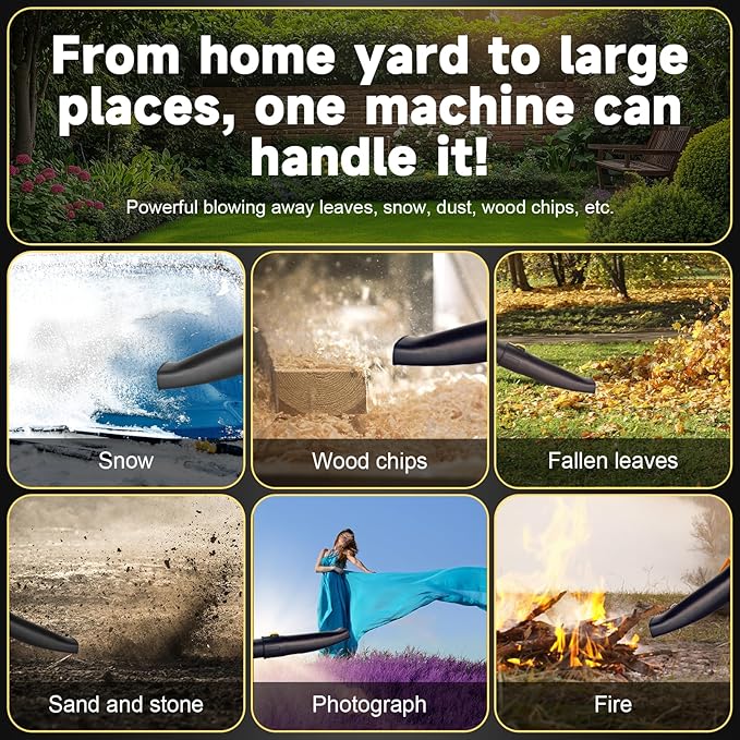 2025 New Leaf Blower, Leaf Blowers Cordless with Battery and Charger 21V 5.2Ah Battery × 2, Battery Life 50~130 Minutes, Wind Speed 150 MPH, 500 CFM blowers for Lawn Care & Garden