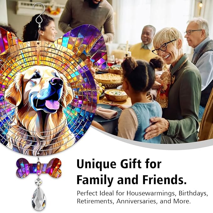 Golden Retriever Dog Ears Wind Spinner, Golden Retriever Wind Spinner Hanging for Yard and Garden