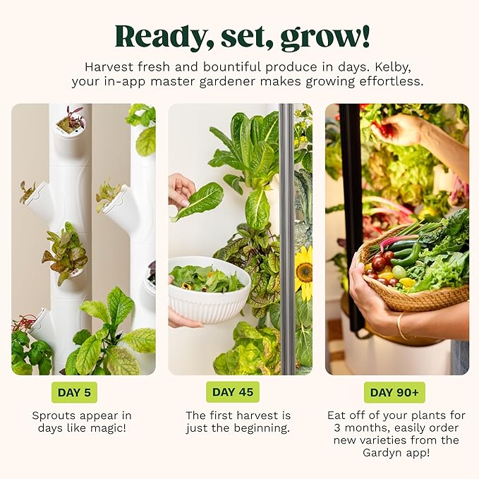 Gardyn Studio Vertical Hydroponics Growing System Kit - 16 Non-GMO Plants, Herbs, Vegetables - Tower Garden - Hydroponic Herb Garden Planter Indoor Kit - Indoor Gardening System with LED Grow Lights