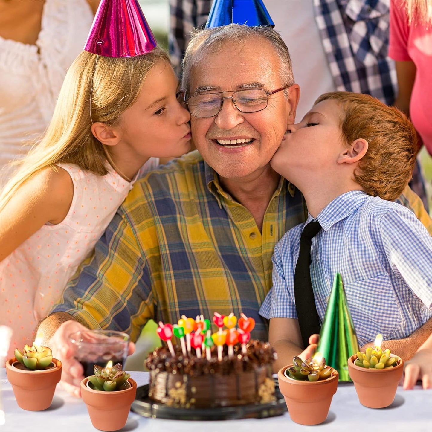 Shihanee 48 Pcs Succulent Cactus Decorative Tealight Baby Shower Plant Candles Bridal Shower Novelty Handmade Tealight Terrarium Plant Candles for Fiesta Birthday Wedding Party(Red)