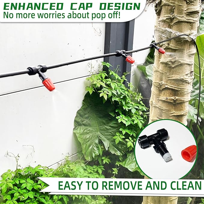 40PCS Push-to-Fit Drip Irrigation Micro Spray Emitters for 1/4 inch Irrigation Tubing, Three-Way Adjustable Atomizing Nozzle, Irrigation Dripper Sprinklers for Garden Greenhouse Agricultural