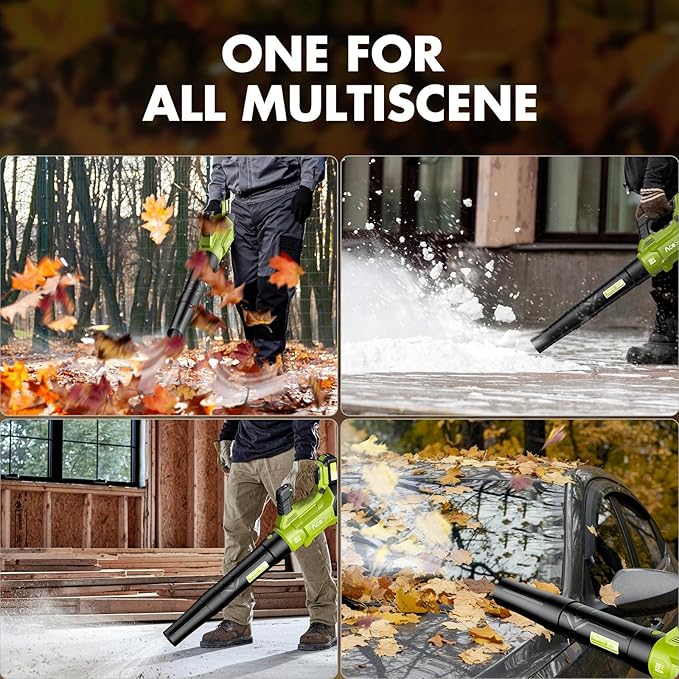 Leaf Blower Cordless - 2025 Update 150000RPM & 3 Speed Levels Electric Leaf Blower with 2 x 4.0Ah Battery and Charger, Extension Tube Blower for Lawn Care, Yard, Garage, Blowing Leaves, Dust or Snow
