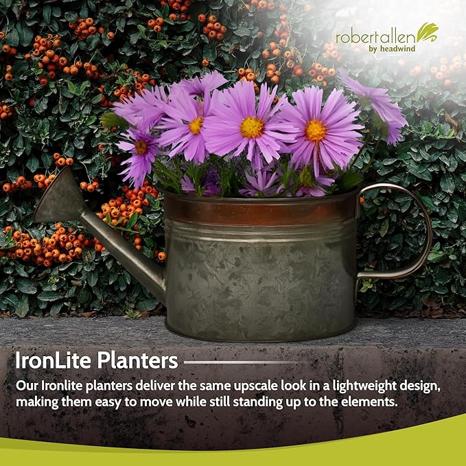 Headwind Countryside Collection - 6 Inch Aged Mocha Brown Galvanized Plant Watering Can for Outdoor & Indoor - Vintage Metal Watering Can Outdoor Planter by Robert Allen