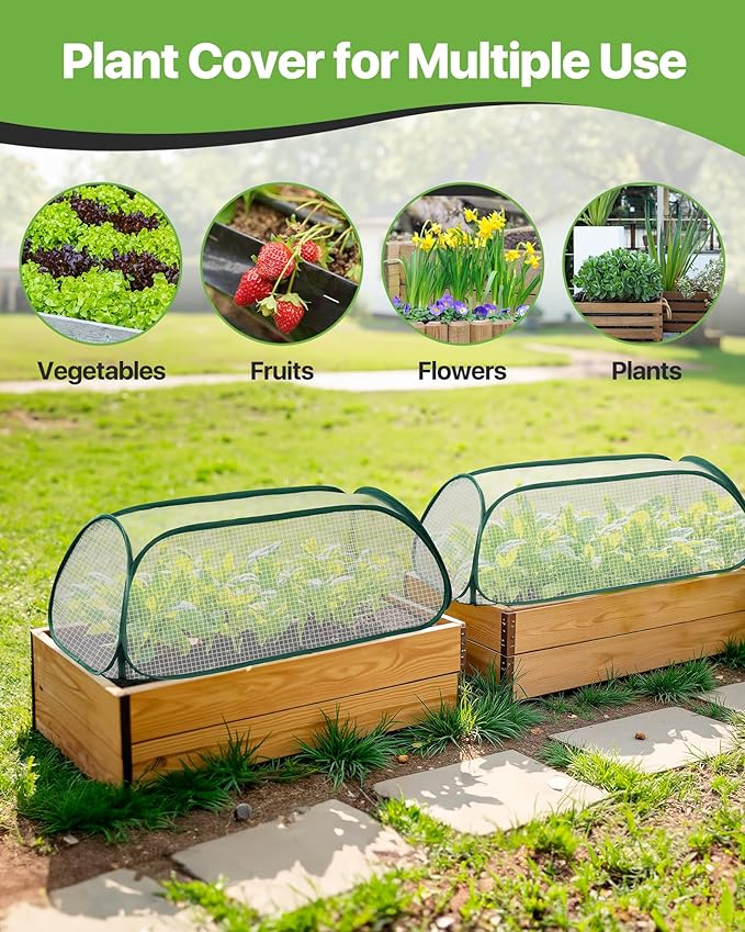 Garden Covers for Raised Beds, Plant Greenhouse Cover for Raised Garden Bed, Freeze Protection Humidity Domes for Gardening Germination and Seedling Propagation, Pest Protection, 2 Pack