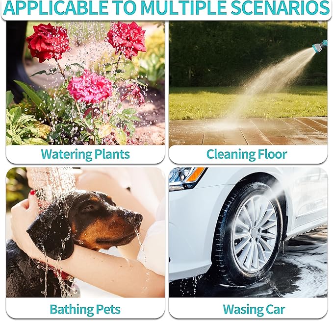 1/2" 110FT Retractable Garden Hose Reel, Wall Mounted Automatic Hose Reel with Upgraded 10 Pattern Nozzle/Any Length Lock/Slow Return System/180°Swivel Bracket, AquaBlue