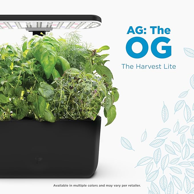 AeroGarden Harvest Lite, Indoor Garden Hydroponic System with LED Grow Light, Holds up to 6 AeroGarden Pods, Black