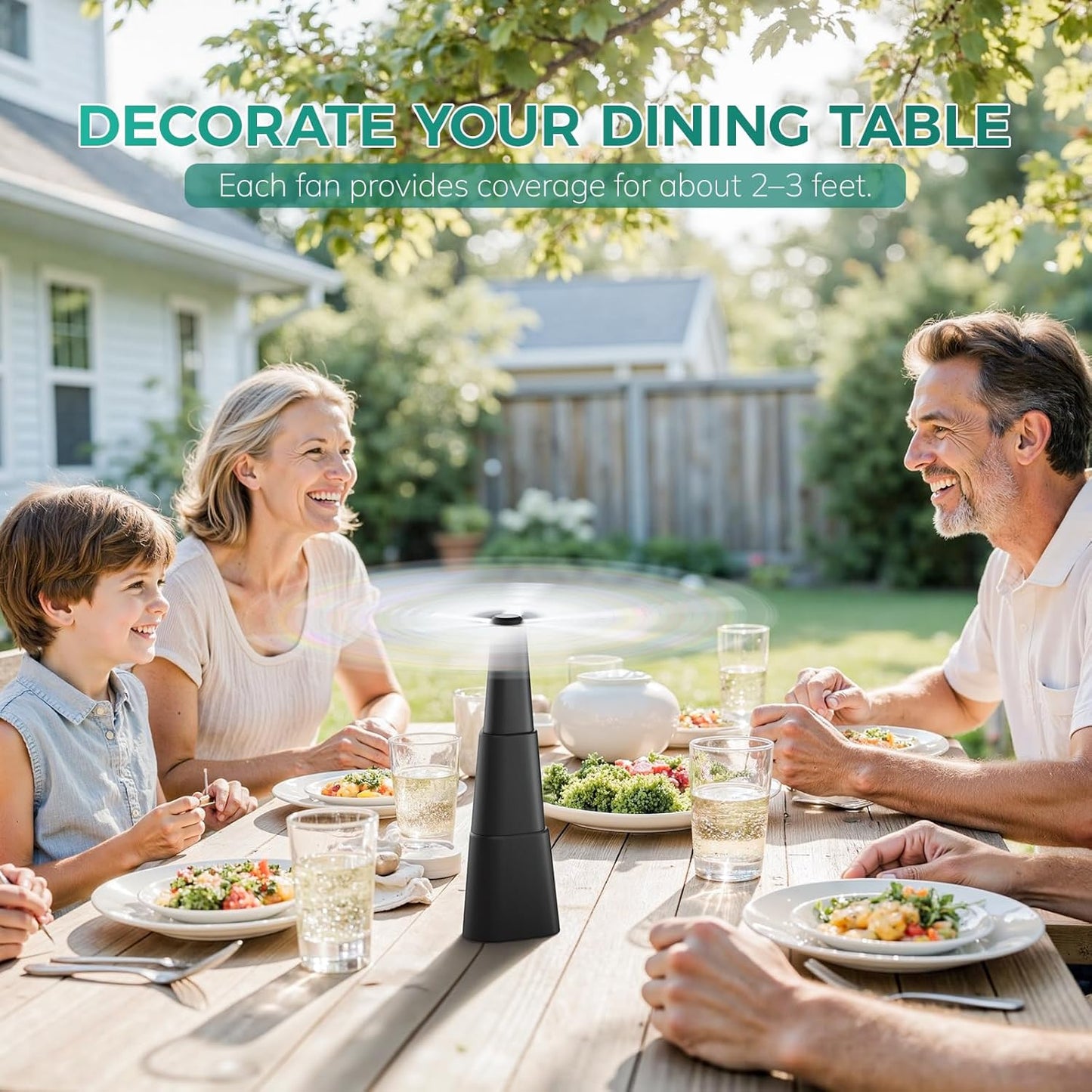 Grete Gotye Portable Battery Powered Fly Fans for Tables Up to 15 Hours Working Time, 4-Pack Indoor Outdoor Mute Food Fan with Hook, Tabletop Fan for Home Restaurant Party Picnic Patio BBQ, Black