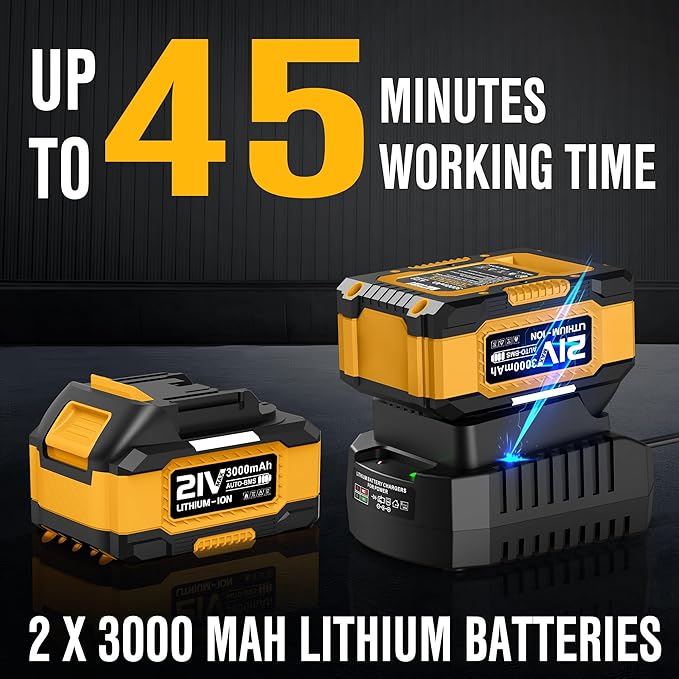 EWORK Cordless Leaf Blower and Hedge Trimmer Combo with 2 x 3.0Ah Batteries, Fast Charger, Electric Leaf Blowers for Lawn Care, 2-in-1 Electric Shrub/Bush Trimmer & Grass Shears