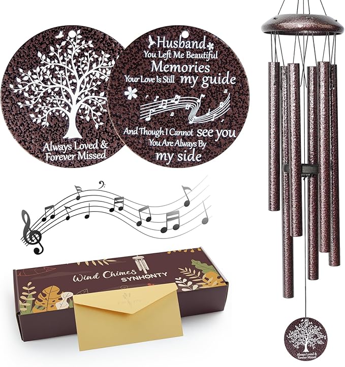 Memorial Sympathy Gifts for Loss of Husband, 25" Memorial Wind Chimes for Lose of Husband Sympathy Gift, Remembrance/Grief/Bereavement Gifts