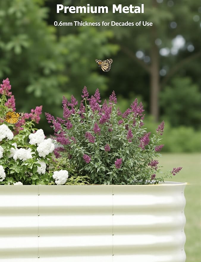 2 Pcs Raised Garden Beds Outdoor 6x3x2 ft - Galvanized Steel Planter Box for Vegetables, Flowers, Rust-Resistant Garden Box, Easy Assembly Raised Beds, Durable Planters for Outdoor Plants, Beige