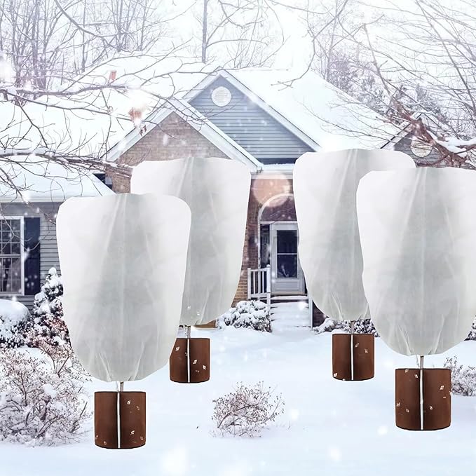 Plant Covers Freeze Protection – 50" × 75" Reusable Plant Protector Bag with Drawstring and Zipper for Plants Trees Shrub, Frost Jacket Warm Blanket for Freeze Frost Protection Season Extension