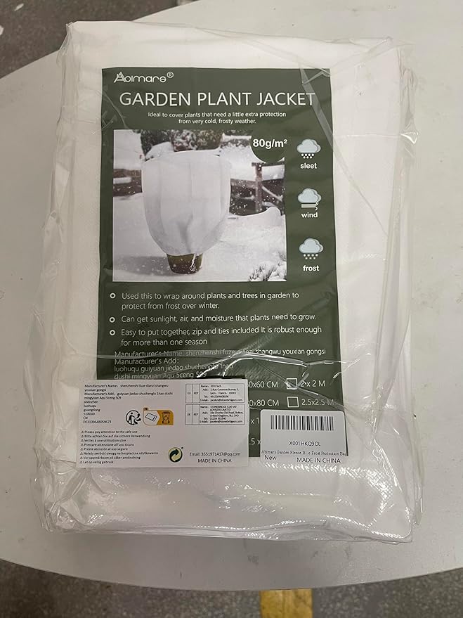 Abimars Thicker Plant Covers Freeze Protection Jacket 2.36 oz/yd², 6.6'x6.6' Reusable Winter Plant Covers with Drawstring & Zipper, 2 Pack Light, Porous Fabric for Plant Breathing