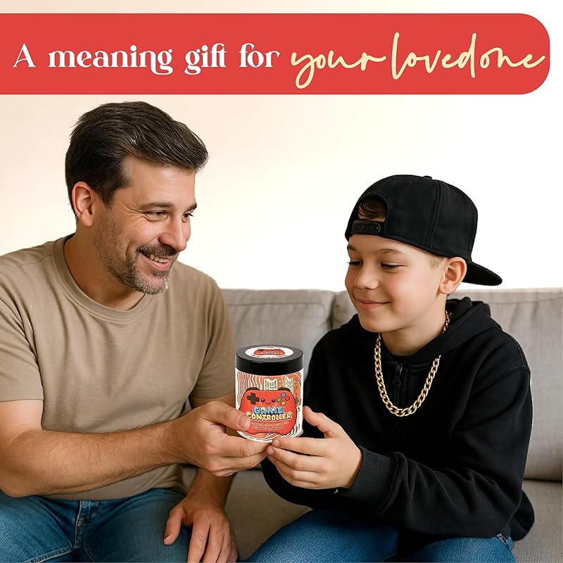 Positive Game Controller Jar With 60 Affirmation Cards โ Gamer Gifts For Teen Boys, Emotional Support Game Controller, Husband - Dad Birthday Gift, Game Controller Gift For Son