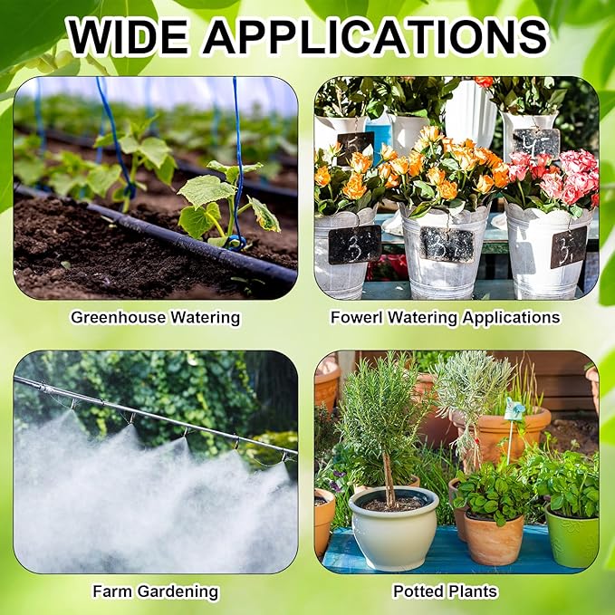 30 Pcs 1/4" Drip Irrigation Tee Connectors for Tube Quick Connect Parts Fittings for 1/4 Inch(6.35mm) Irrigation Tubing or Sprinkler(Black,Misting Nozzle)