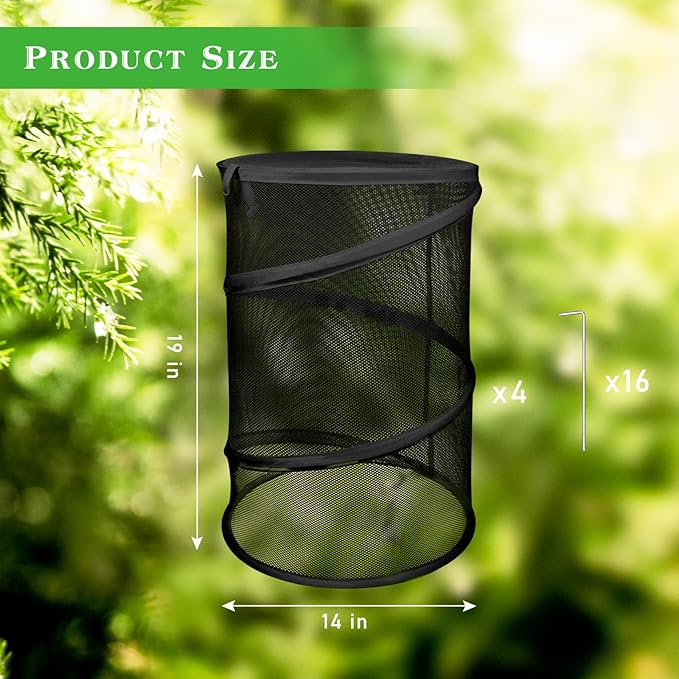 Pop up Plant Cover Net, 4 Pack Black Round Foldable Net Cover to Prevent Animal Damage, Garden Plant Protection Cover with Stakes for Outdoor Plants