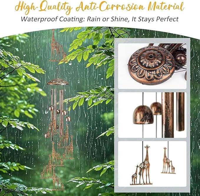 Giraffe Wind Chimes for Outside,Gardening Gifts for Giraffe Lover,Women,Men,Mom,Birthday Party Decorations,Memorial Gifts,Wind Chimes Outdoors,Indoors,Room,Home,Wall,Garden,Patio,Yard Decor