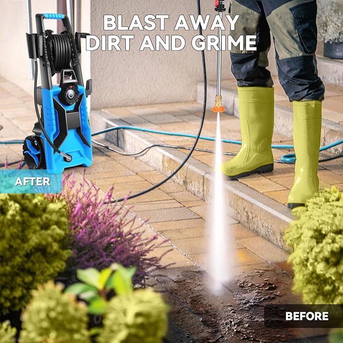 5000PSI Pressure Cleaner 4.0 GPM Adjustable Pressure,4.0 GPM Power Cleaner with Foam Cannon,4 Nozzles,33FT Hose and 500ml Soap Bottle for Home/Cars/Driveways/Patios/Fences(Blue)