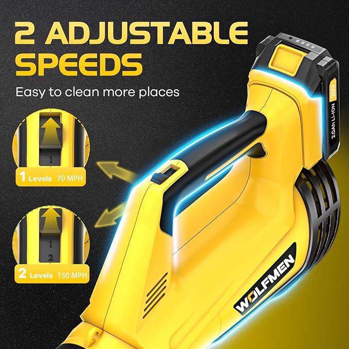 Leaf Blower, Electric Cordless Leaf Blower with 2 Batteries and Charger, 2 Speed Mode, Lightweight Leaf Blowers for Blowing Leaves, Lawn Care, Patio Cleaning and Dust