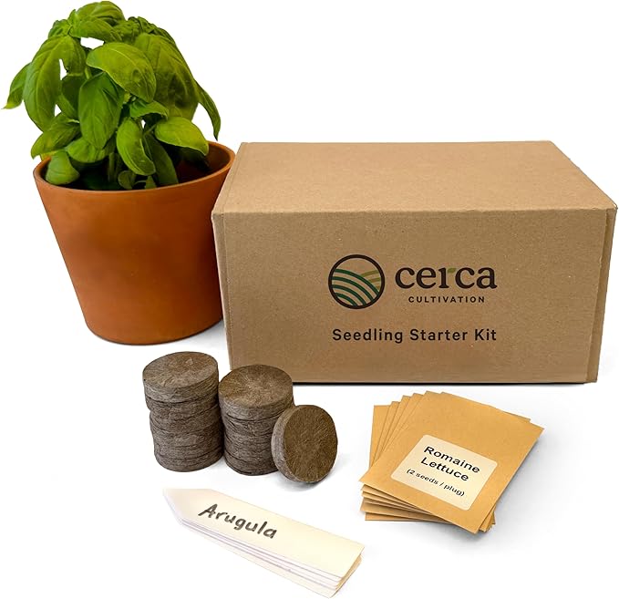 Seedling Starter Kit: DIY Garden Gift, Grow Your Own Herbs & Vegetables, for Soil and Hydroponic, Includes Seeds, Plugs, Tags, Growing Guide