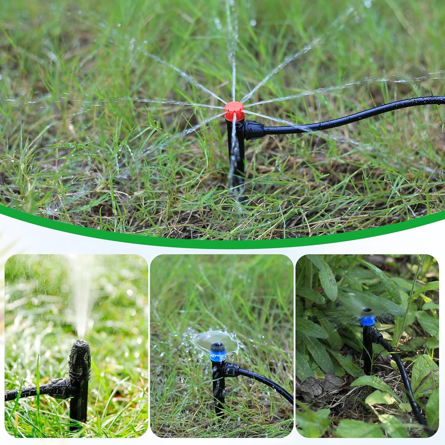 60 Pcs Drip Irrigation Sprayer Emitters for 1/4" Irrigation Tubing,Adjustable Water Flow Irrigation Misting Emitters Irrigation Drippers,3 Style Drip Micro Sprinkler Nozzles for Garden Water System