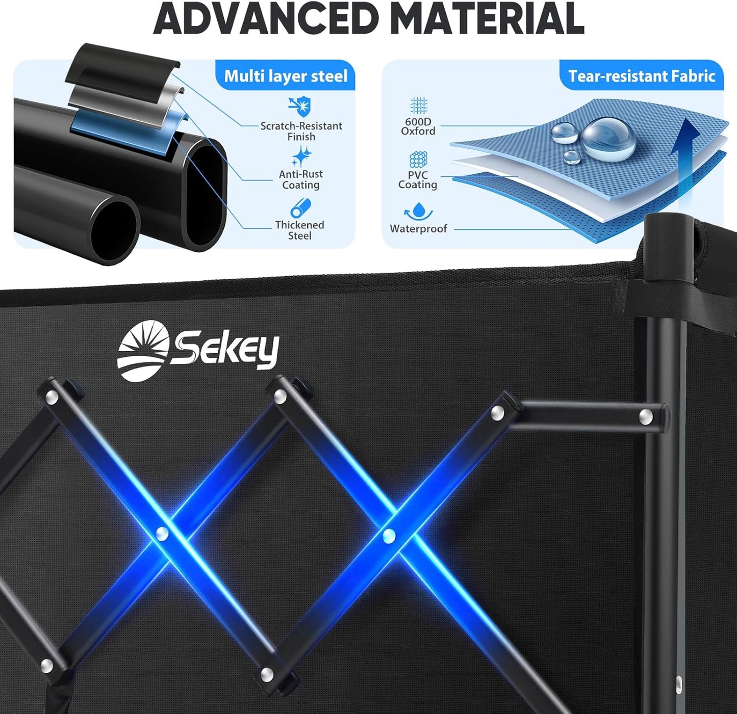 Sekey Heavy Duty Wagon with Big Wheels, Foldable Cart with 220LBS Capacity, Utility Lightweight Wagon, Collapsible Grocery Shopping Cart for Camping Sports & Holiday. Black