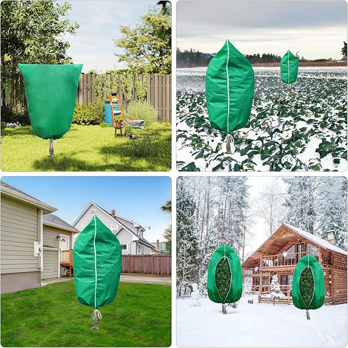 Plant Covers Freeze Protection – 2 Pack 95"x95" Extra Large Frost Blankets for Outdoor Plants, 2.8oz/yd² Heavy-Duty Tree Covers with Zipper & Drawstring – Reusable Winter Plant Freeze Cloth