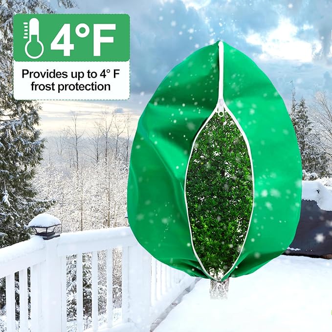 Large Tree Covers for Winter Plant Covers Freeze Protection, 74.8"X 90.5" Frost Covers for Outdoor Plants with Zipper Drawstring, Winter Cold Weather Frost Blankets Shrub Jacket Cover Bags